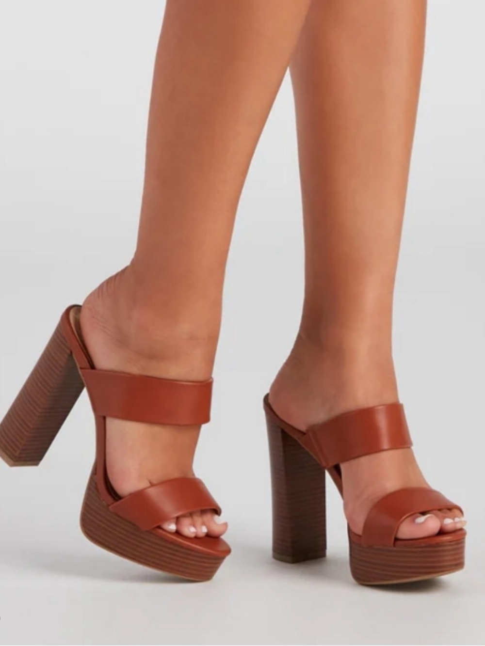Windsor Cognac Platform Block Heel